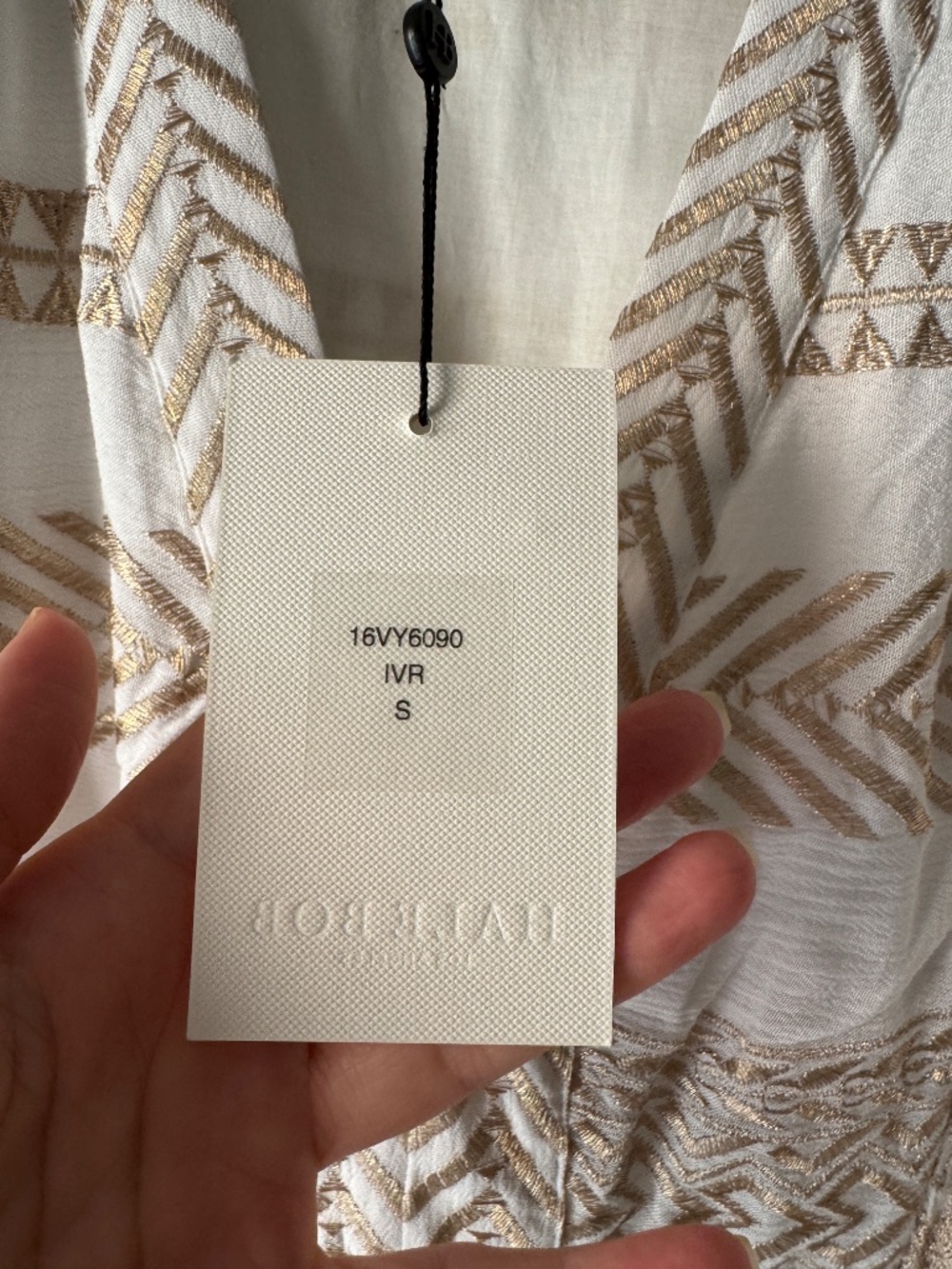 Hale Bob Lucia Dress White with Gold Embroidered details Long Sleeve NWT - Picture 6 of 12